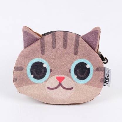 3D Cat Face Mini Wallet - Cute Fabric Coin Purse