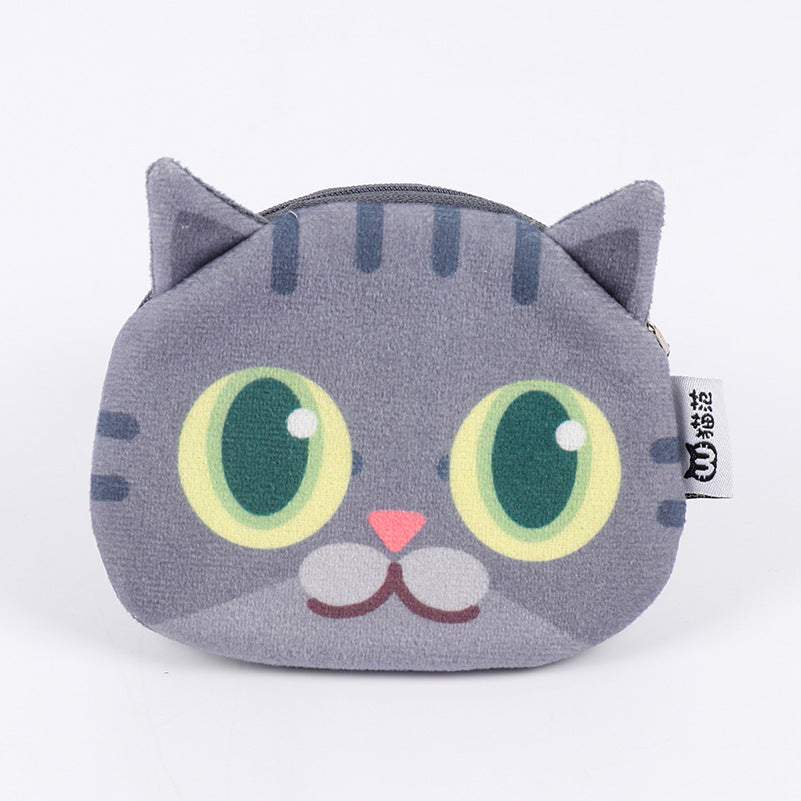 3D Cat Face Mini Wallet - Cute Fabric Coin Purse