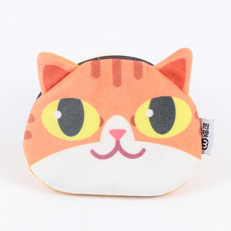 3D Cat Face Mini Wallet - Cute Fabric Coin Purse