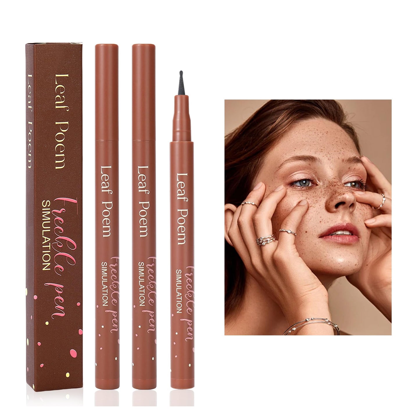 Liopif Freckle Pen Fake Freckles Pen for Natural Sunkissed MakeupFaux Face Freckle Pen Waterproof and Long LastingSoft Sopt Freckle Pen2PACK(#01 Gray)