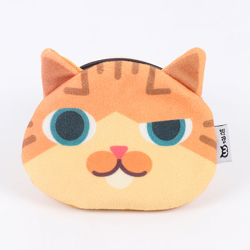 3D Cat Face Mini Wallet - Cute Fabric Coin Purse
