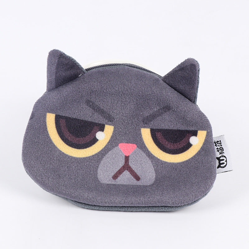 3D Cat Face Mini Wallet - Cute Fabric Coin Purse