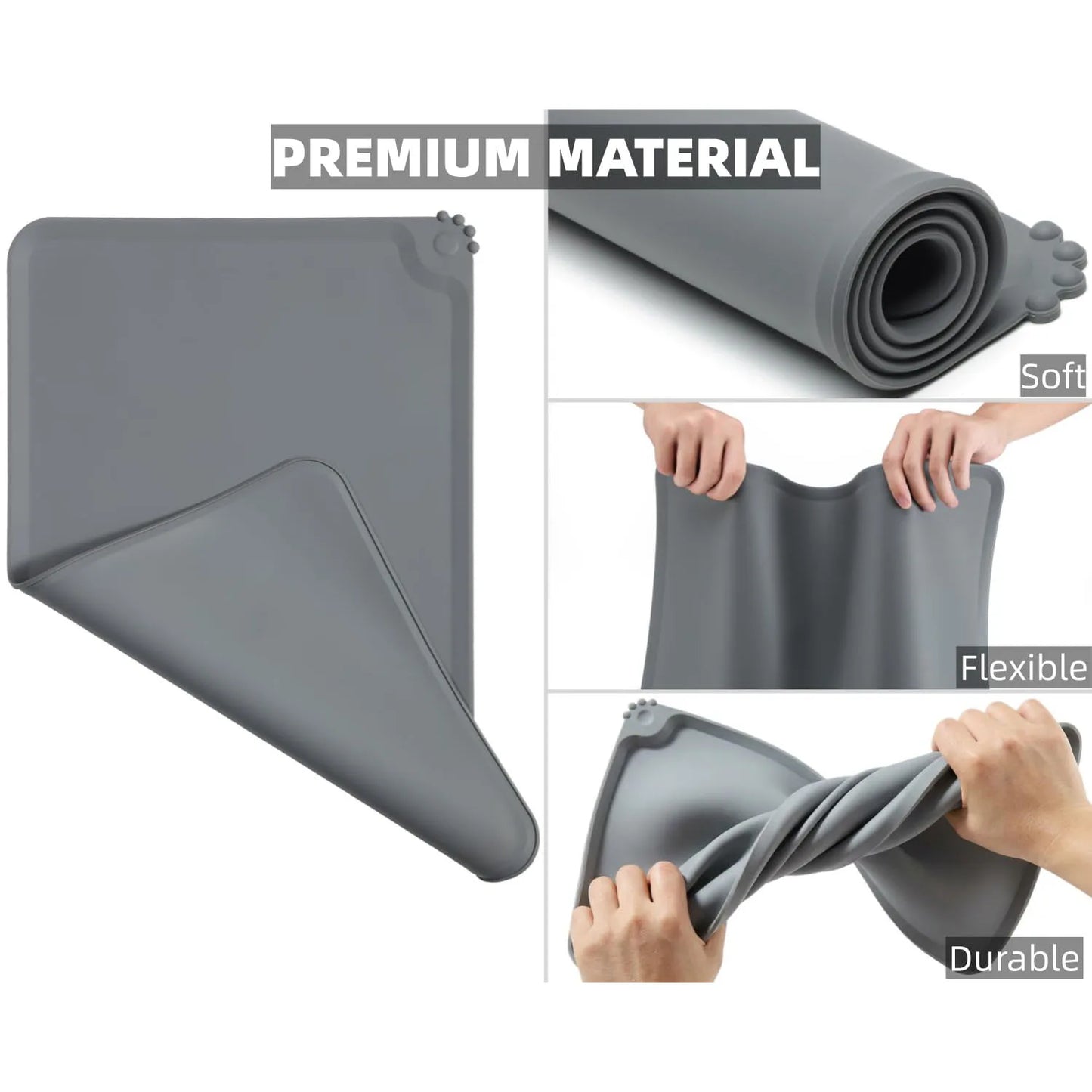Silicone Pet Feeding Mat Contain Spills Protects Floors, Placemats for Cats and Dogs Food Water Bowl, Pets Accessories