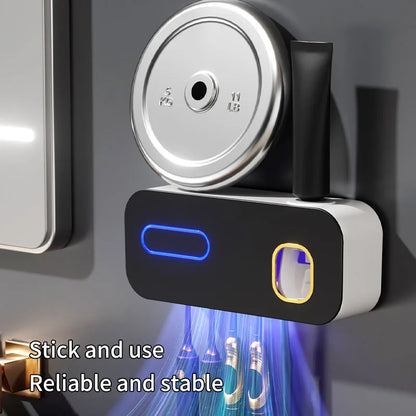 1 smart toothbrush sterilizer, wall mounted toothbrush holder with toothpaste dispenser, home decoration
