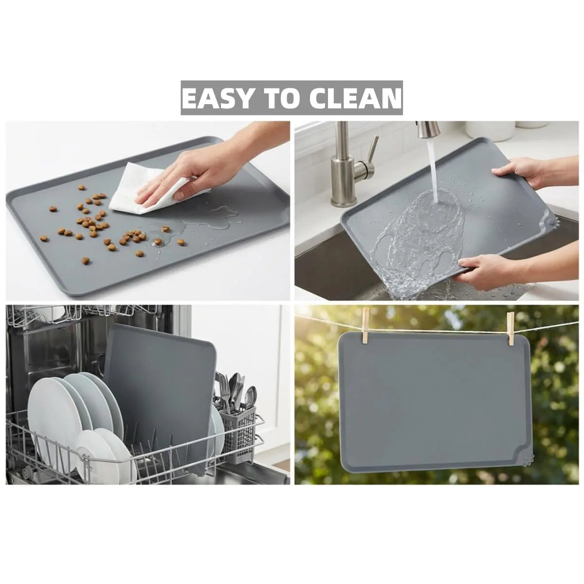 Silicone Pet Feeding Mat Contain Spills Protects Floors, Placemats for Cats and Dogs Food Water Bowl, Pets Accessories