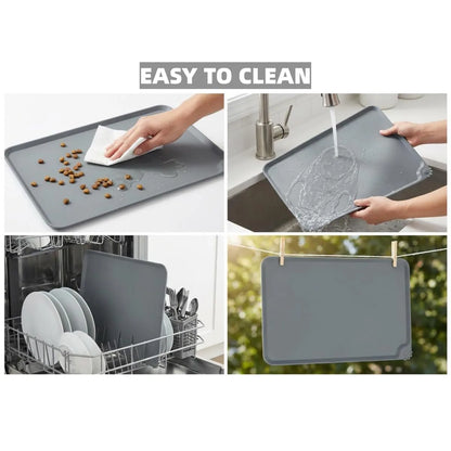 Silicone Pet Feeding Mat Contain Spills Protects Floors, Placemats for Cats and Dogs Food Water Bowl, Pets Accessories