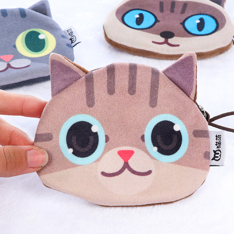 3D Cat Face Mini Wallet - Cute Fabric Coin Purse