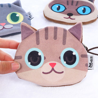 3D Cat Face Mini Wallet - Cute Fabric Coin Purse