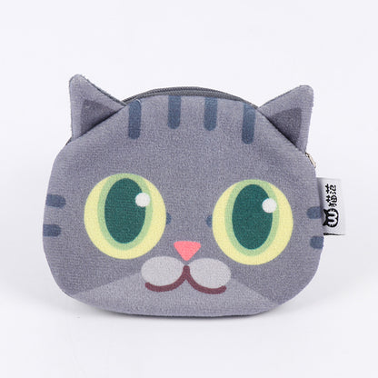 3D Cat Face Mini Wallet - Cute Fabric Coin Purse